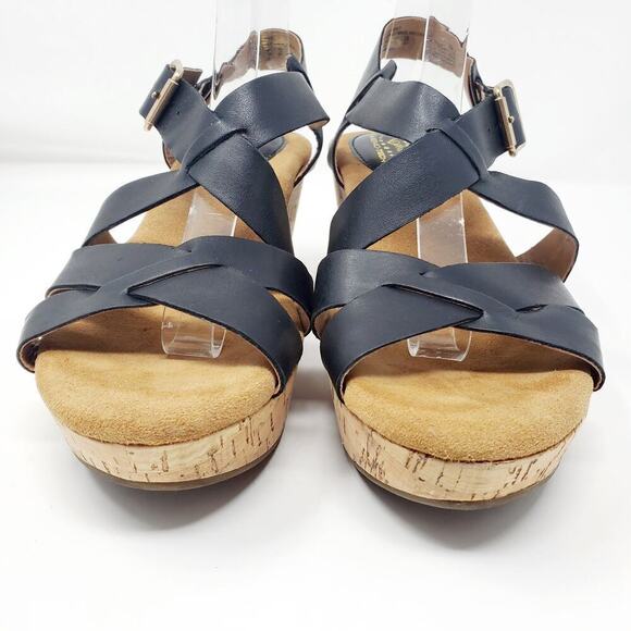 I Love Comfort Memo Tech Black Open-Toe Wedge SIZE 7 - Picture 6 of 13